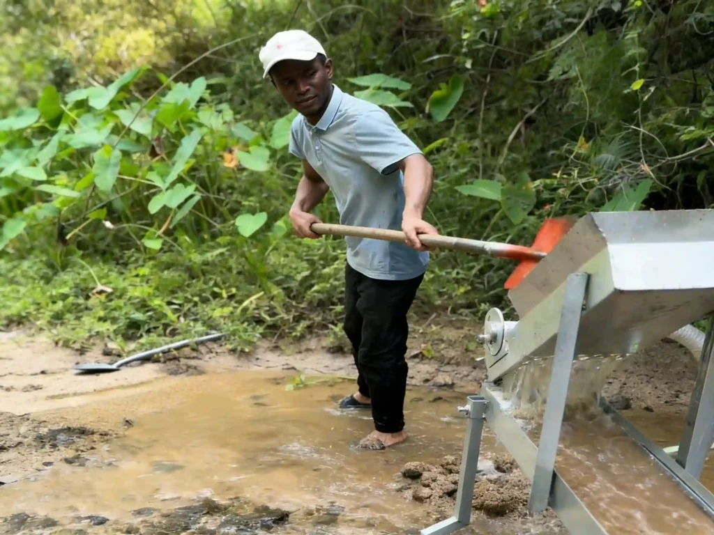 River gold mining site